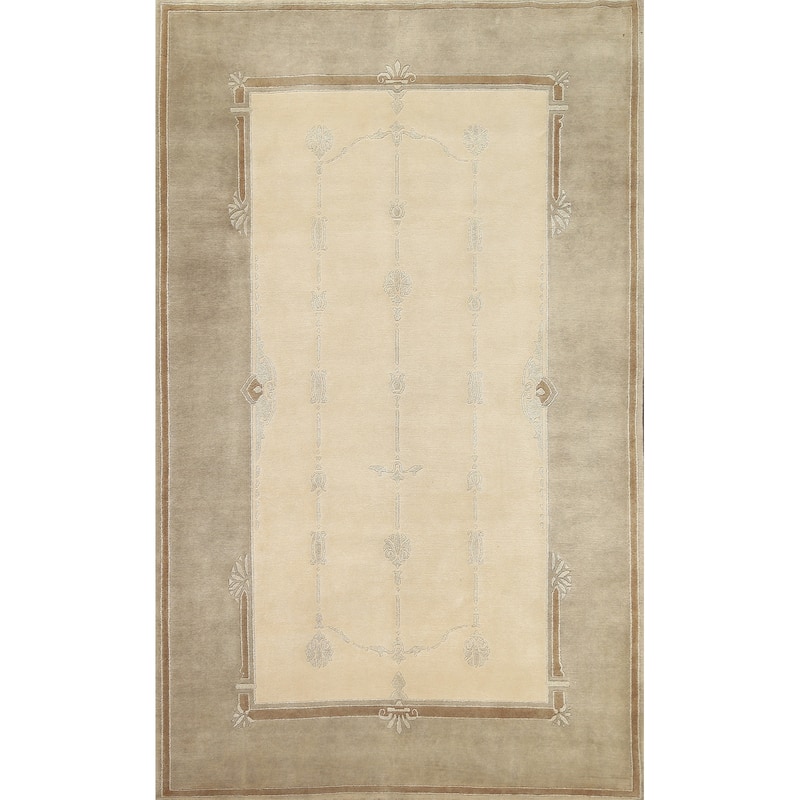 Nepalese Vegetable Dye Oriental Area Rug Wool Hand-knotted Carpet - 6'1" x 9'0"