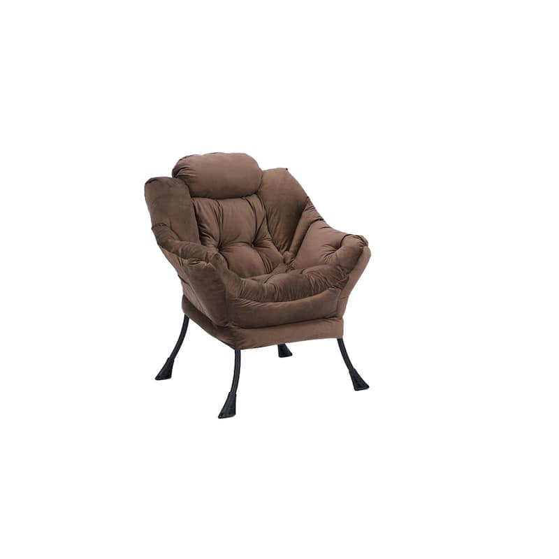 Cotton Lounge Chair with Ottoman, Footrest & Side Pocket (300lb Capacity)