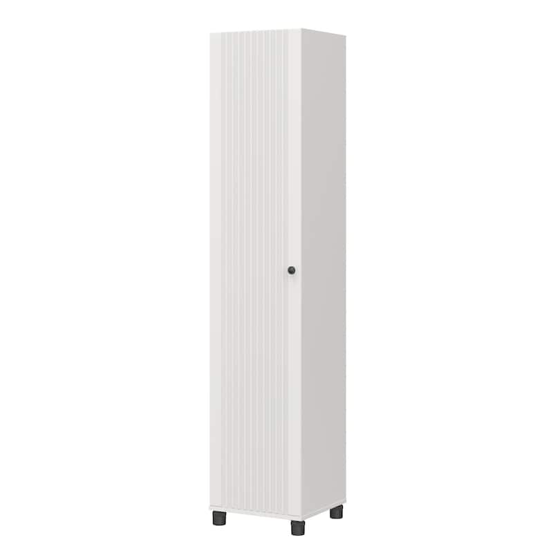 Systembuild Evolution Kendall Fluted Storage Cabinet - White - 16" Wide