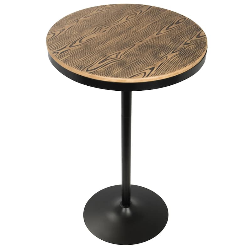 43" Natural Brown Black Metal Round Dakota Industrial Adjustable Bar / Dinette Table