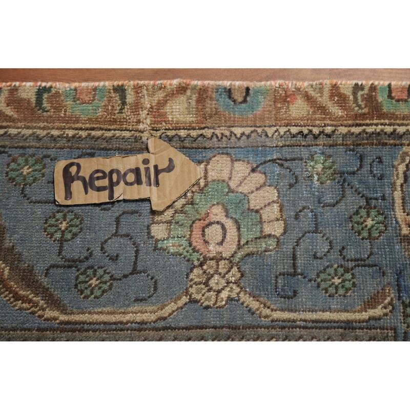 Blue Tabriz Persian Rug Oriental Handmade Wool Carpet - 9'6"x 13'1"
