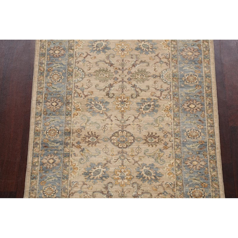 Vegetable Dye Floral Ziegler Oriental Runner Rug Hand-knotted Carpet - 2'11" x 11'4"