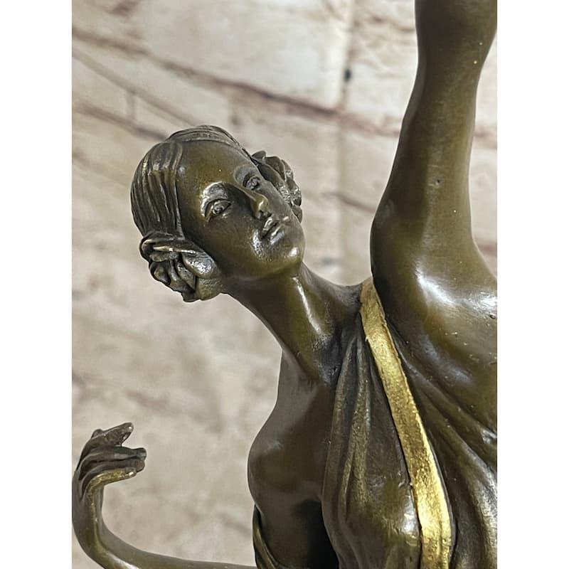 Artemis Diana The Huntress As An Archer Art Deco Bronze Sculpture Statue Marble Base