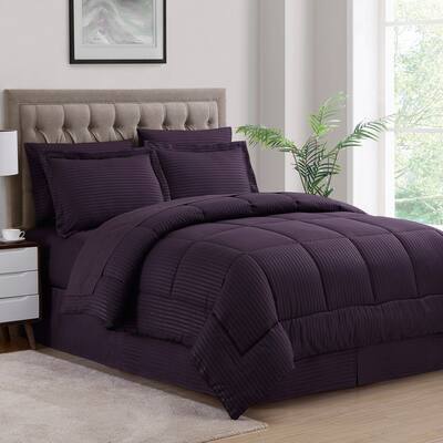 Soft Dobby 8-piece Striped Down Alternative Bed-in-a-Bag Set w/ Sheets