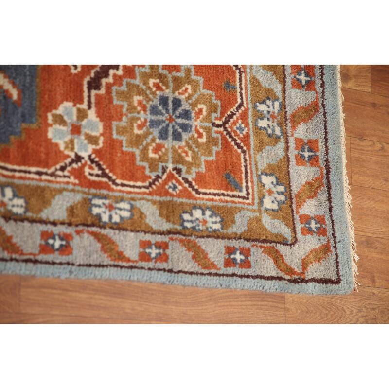 Light Blue Heriz Serapi Oriental Large Area Rug Wool Carpet - 11'3" x 17'10"