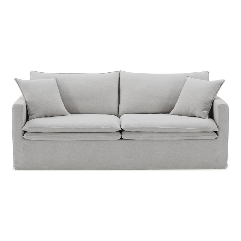 Furniture of America Caspian 3-Piece Light Grey FSC & OEKO TEX Linen Sofa Set with Feather Blend Cushions