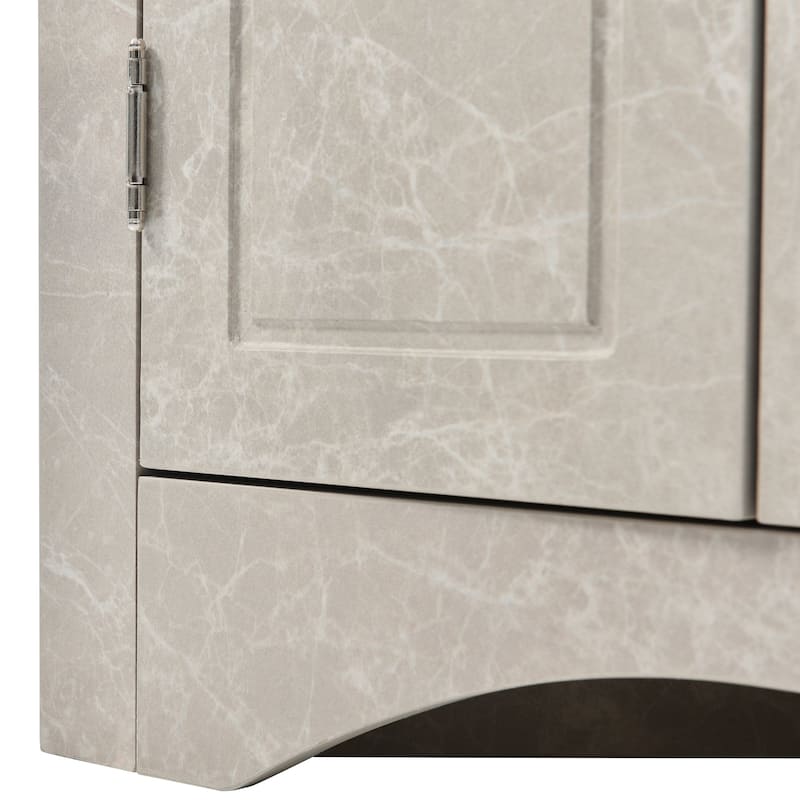 32" Wood 2-door Bathroom Corner Cabinet with Adjustable Shelves