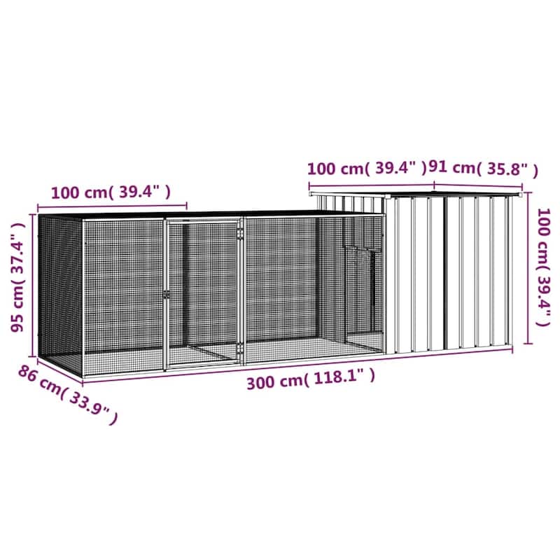 vidaXL Chicken Coop Multipurpose Chicken House with Mesh Cage Galvanized Steel