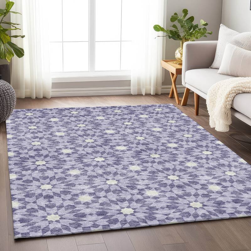 Premium Washable Super Soft Modern Mosaic Mayfield Rug - Lilac - 9' x 12' - Rectangle