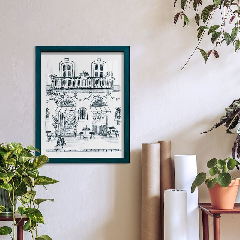 Italian Street Sketch II -Framed Print w/glass-Cherry Red