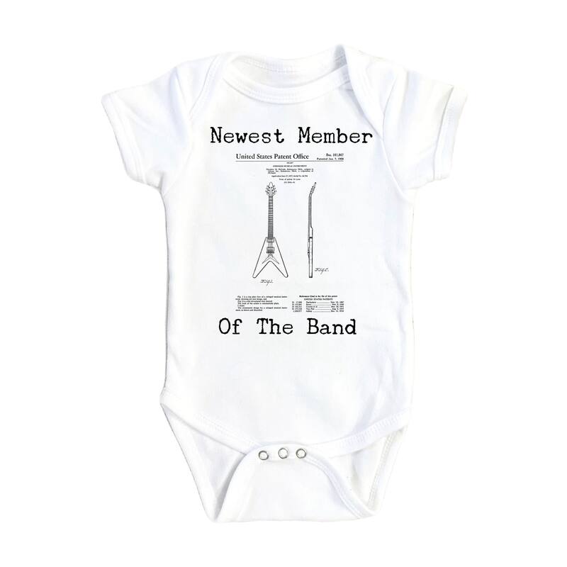 Guitar Patent - Baby Boy Girl Clothes Infant Bodysuit Funny Cute Newborn - Natural - Newborn