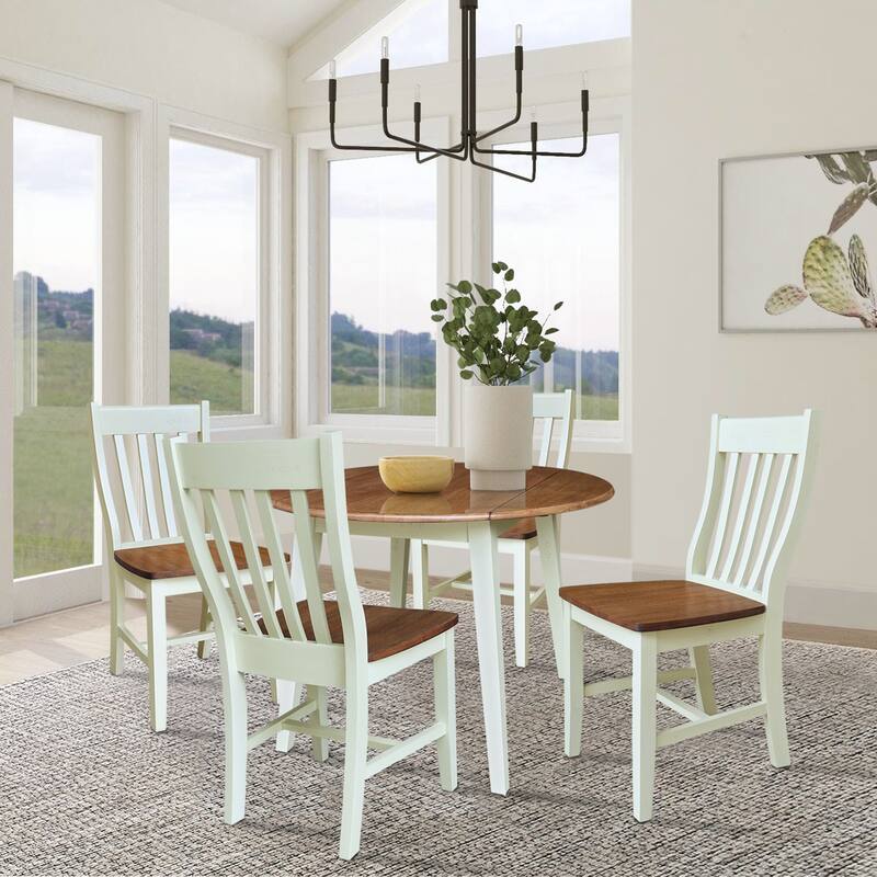 42" Round Dual Drop Leaf Dining Table with Chairs
