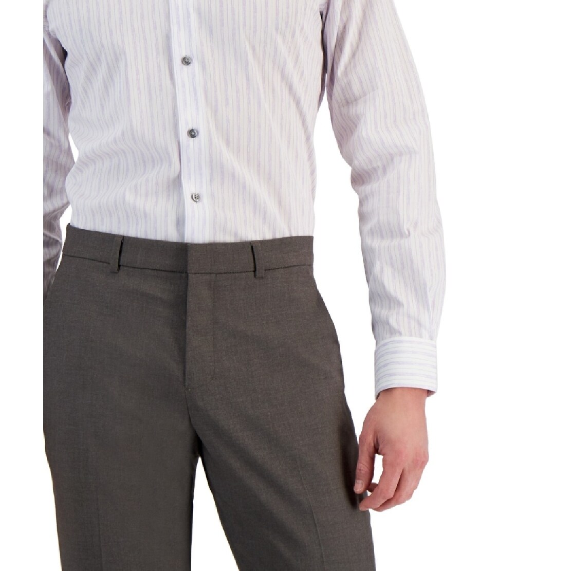 slim fit dress slacks Alfani Men's Slim Fit 2 Way Stretch Performance Dress Shirt Gray Size