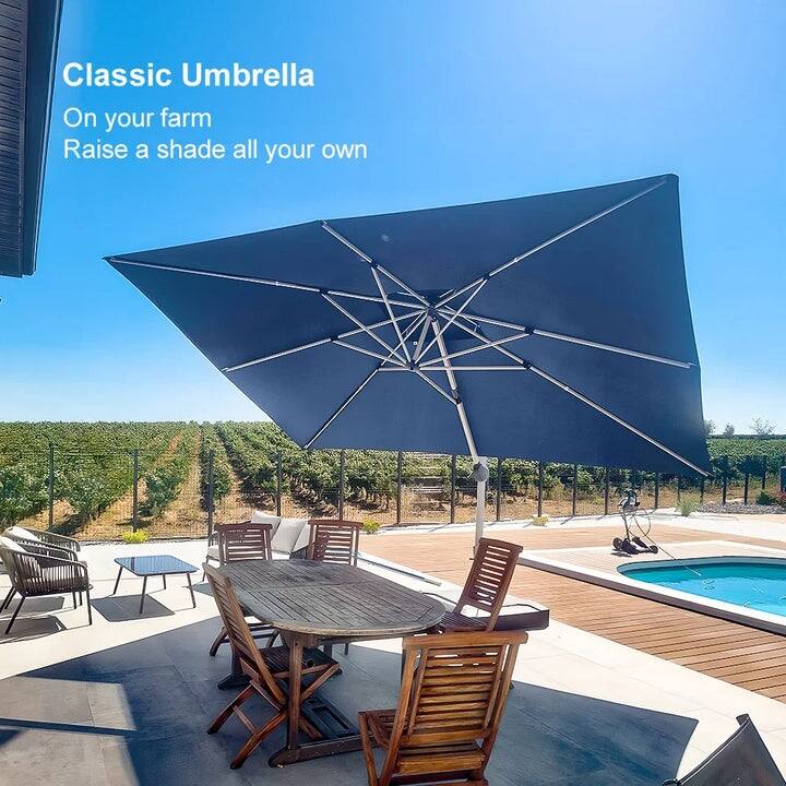 PURPLE LEAF 9 x 12ft Outdoor Rectangle Umbrella Large Cantilever Umbrella