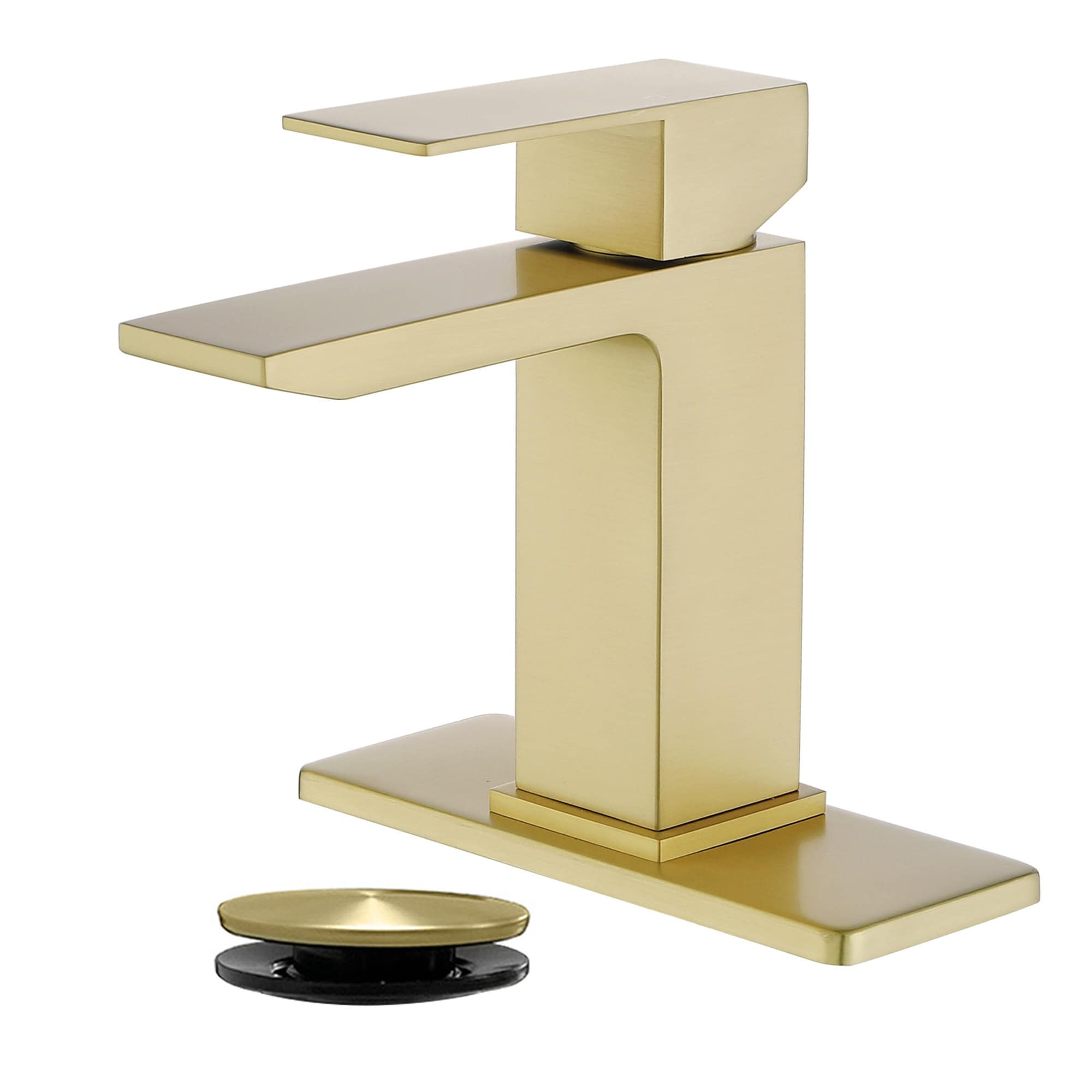 Waterfall Single Handle Bathroom Sink Faucet with Pop-up Drain 304 Stainless Steel 1 Hole Basin Vanity Faucets