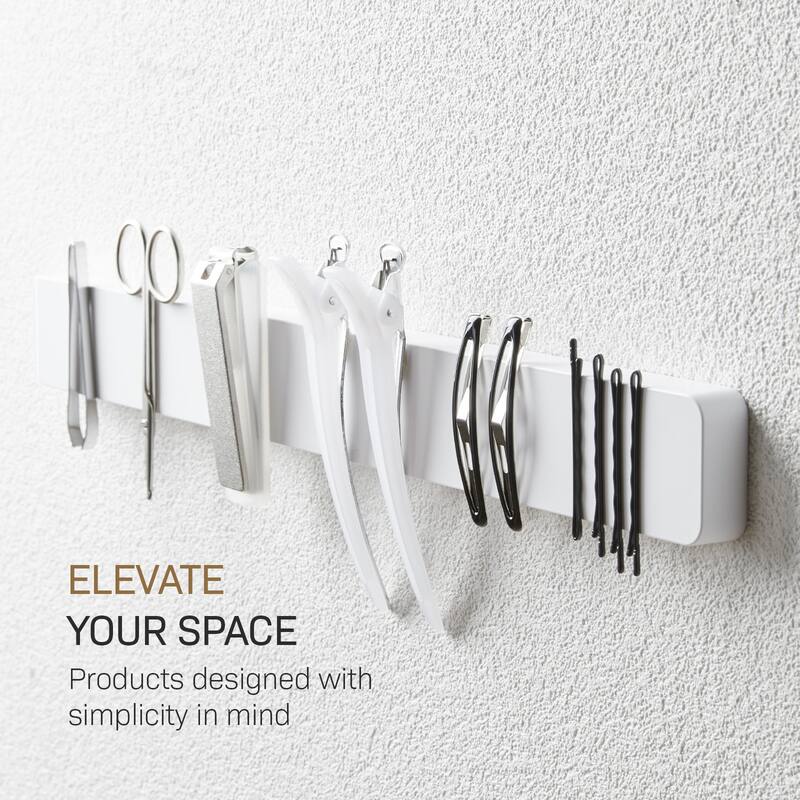 Yamazaki Home Magnetic Knife Rack, ABS Plastic, 6 knives (10.6 oz each), Holds 4.4 lbs - L 0.67 x W 13.78 x H 1.57 inches