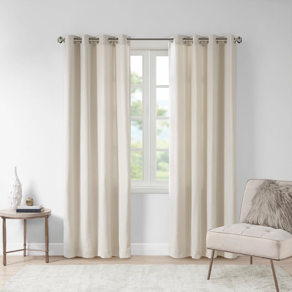 Madison Park Oslow Solid Piece Dyed Grommet Top Single Curtain Panel