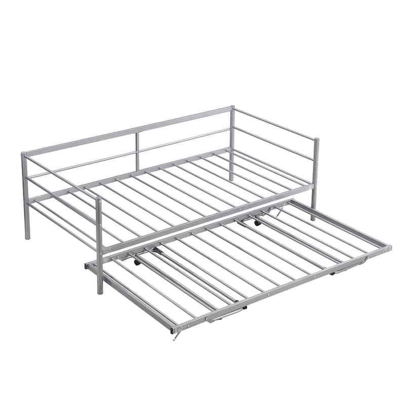 Twin Size Metal Daybed with Pop Up Trundle