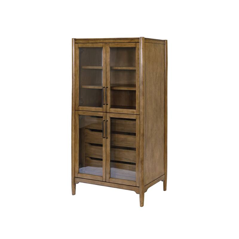 Modern Wood Display Cabinet, Dining Storage, Bookcase, Fully Assembled, Brown - 40w x 72h x 18d