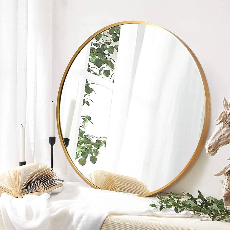 Lumioca Aluminum Alloy Frame Circle Mirror Wall Mounted for Bedroom Bathroom