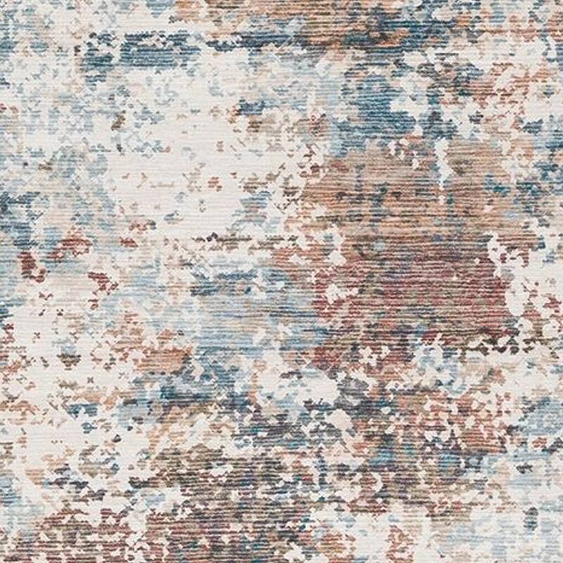 Bea 8 x 10 Large Area Rug, Machine Woven Abstract Pattern, Brown Blue - 8' x 10'
