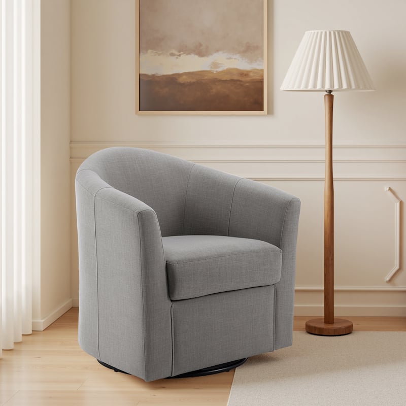 Anna Upholstered Swivel Barrel Accent Chair - Coffee
