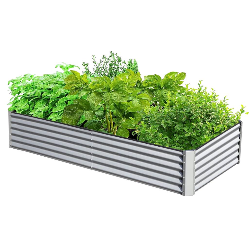 6x3x1.5ft Galvanized Raised Garden Bed, Planter Garden Boxes Large Metal Planter Box for Gardening Vegetables Fruits Flowers