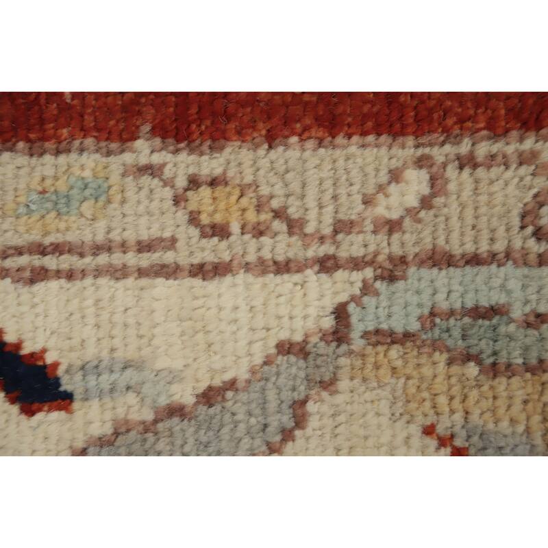 Hand Knotted Oriental 100% Wool Carpet Transitional Floral Beige & Ivories Oushak Area Rug - 9' 0'' X 6' 2''