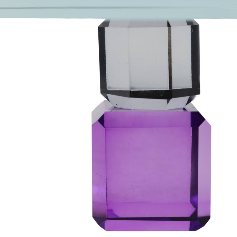 Glass Crystal Tray with Pedestal Base for Home Decor - 4" Clear - 9" x 9" x 4"