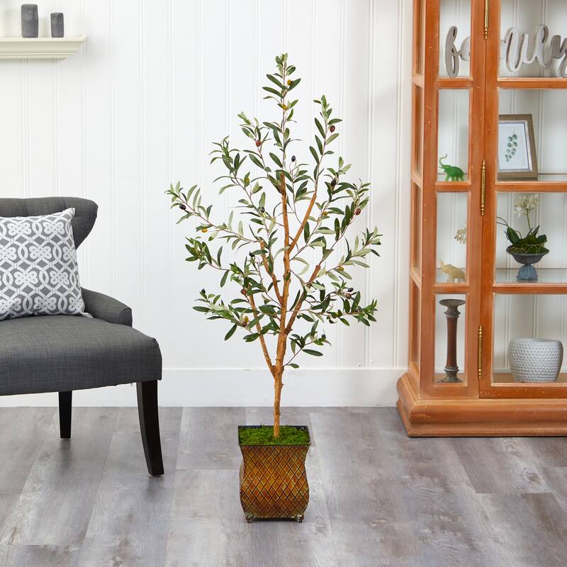 50" Olive Artificial Tree in Metal Planter - 9"