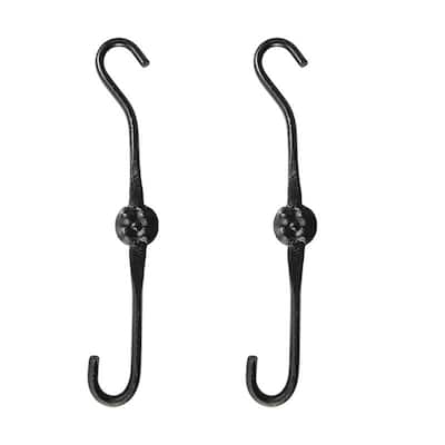 Achla Designs Set of 2 Double Ended Extender Hook Hangers, Black Powder Coat Finish