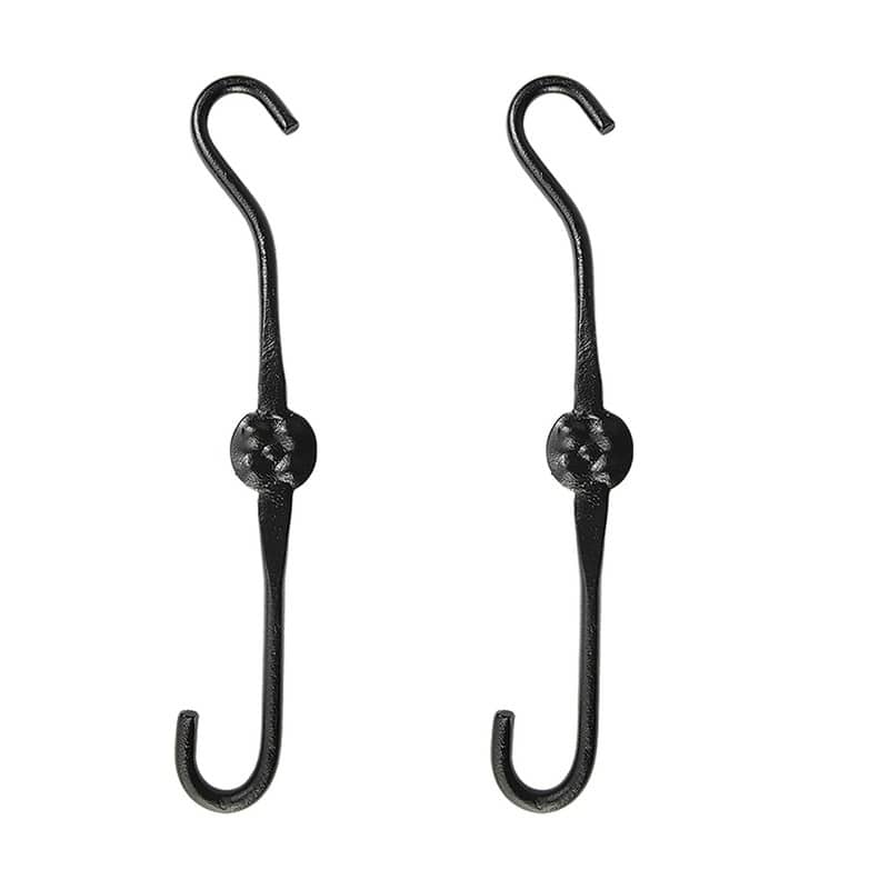 Achla Designs Set of 2 Double Ended Extender Hook Hangers, Black Powder Coat Finish