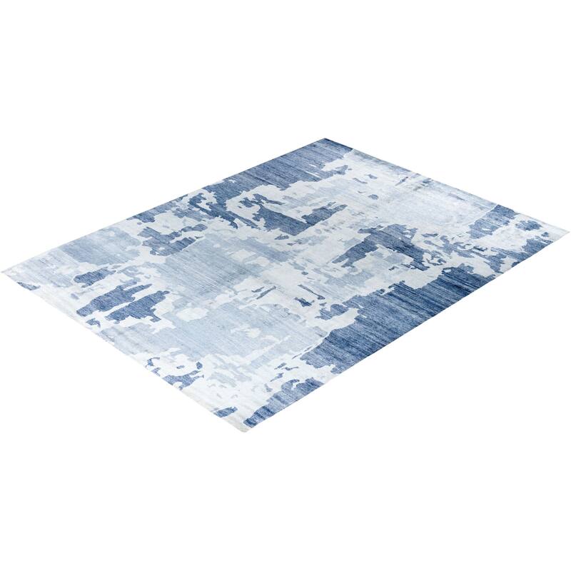 Modern One-of-a-Kind Hand-Knotted Area Rug - Gray, 9' 2" x 12' 0" - 9' 2" x 12' 0"