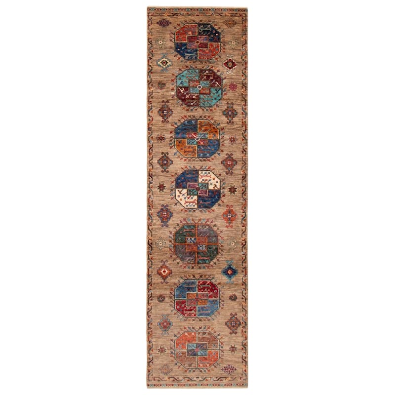 ECARPETGALLERY Hand-knotted Modern Ersari Taupe Wool Rug - 2'8 x 10'3 - Taupe - 2'8 x 10'3