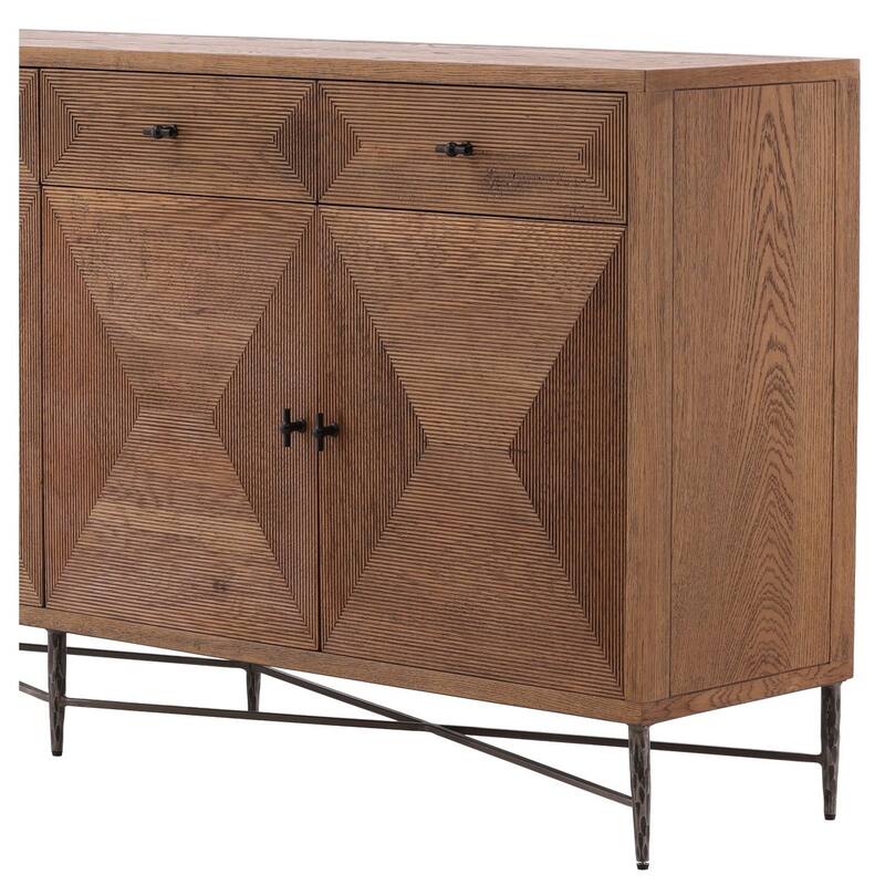Furniture Classics Reese Natural Oak and Iron Sideboard Cabinet
