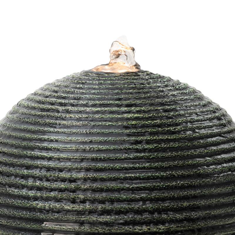 Demta Floating Pedestal Sphere Polyresin LED Garden Fountain with Pebbles by Havenside Home