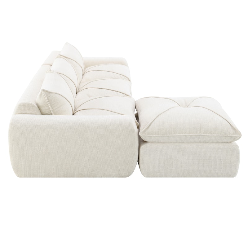 Particle Chenille Sectional Sofa Pull-line Pull-point Design Sofa with Movable Ottoman