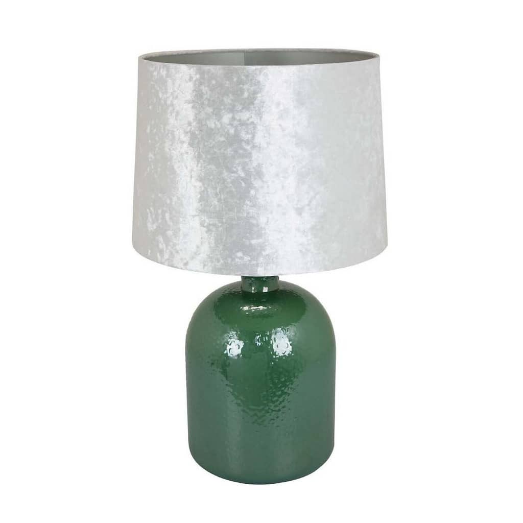 Modern Table Lamp - 25 Inch Stylish Home Decor - Green Glass Base & Drum Shade