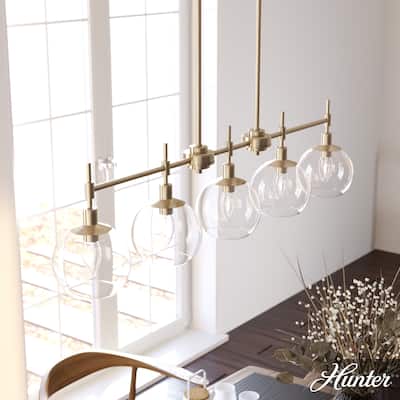 Hunter Xidane 5 Light Linear Chandelier - Dining Room, Kitchen Island - Contemporary, Transitional, Mid-Century Modern - 5-Light