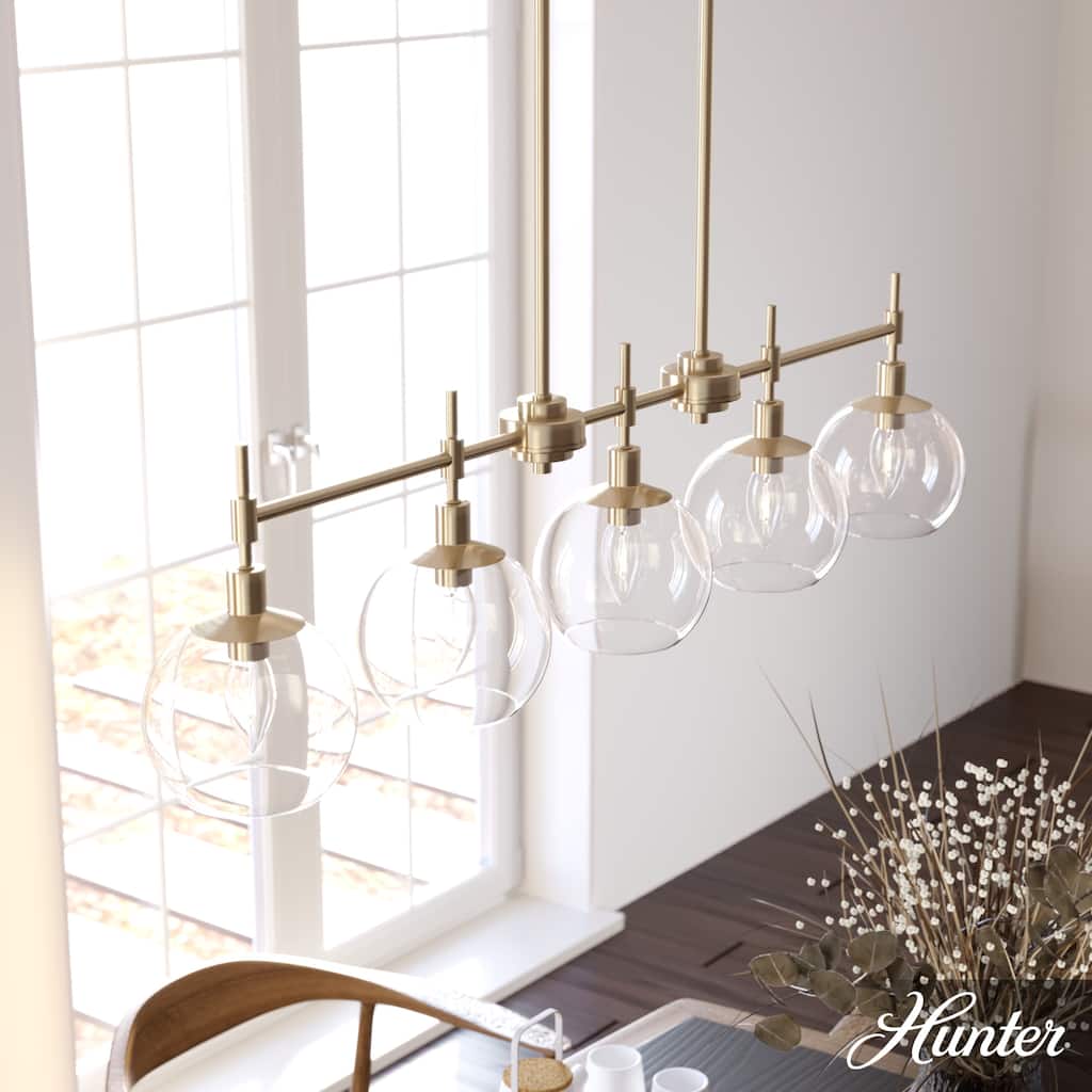 Hunter Xidane 5 Light Linear Chandelier - Dining Room, Kitchen Island - Contemporary, Transitional, Mid-Century Modern - 5-Light