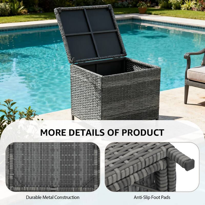 Square Wicker Outdoor Coffee Table with Hidden Storage