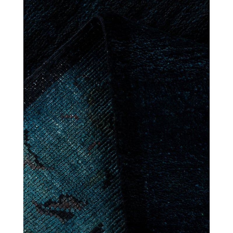 Overton Hand Knotted Wool Vintage Inspired Modern Contemporary Overdyed Black Runner Rug - 2' 7" x 19' 6"