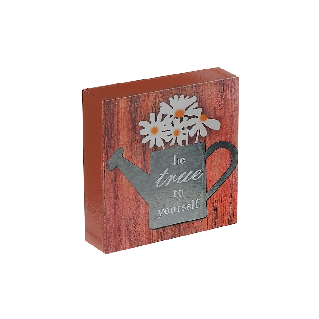 IH Casa Decor Wood Block With Galvanized Watering Can Be True To Yourself