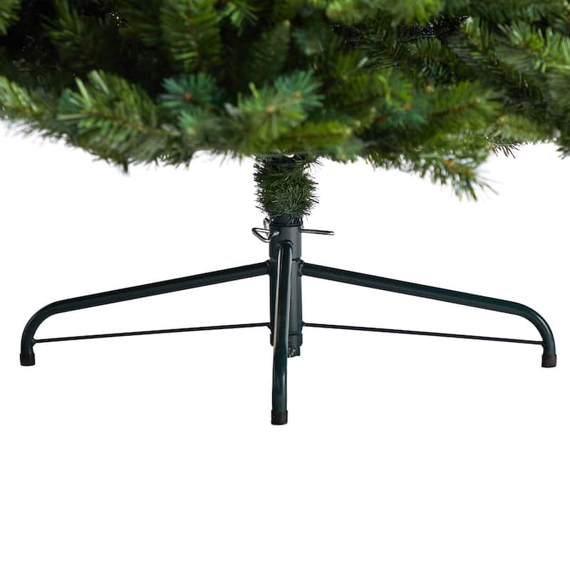 8Ft Artificial Christmas Tree with Clear Lights - Mid Century Pine Holiday Decor - Green - 96