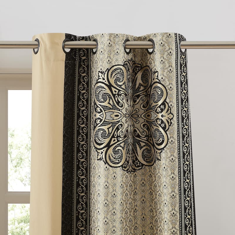 Nanshing Prince Set of 2 Medallion Grommet Curtains - 37" X 84"