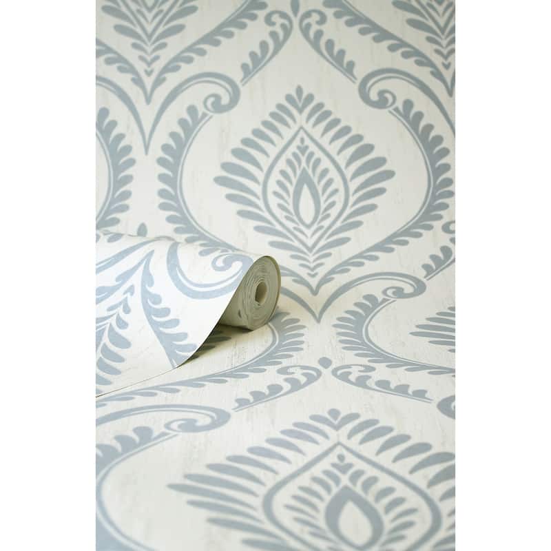 Fine Decor Estelle Light Blue Damask Wallpaper