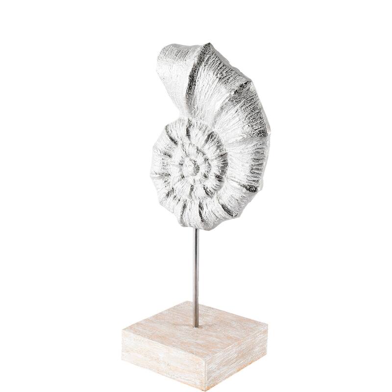 Coastal Silverplate Sea Shell Sculpture - 4"W x 5"D x 12"H - 4"W x 5"D x 12"H - Silver
