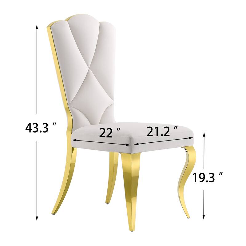 Luxury Velvet Upholstered Dining Room Chairs with Shell-Shaped Back and Stainless Steel Legs