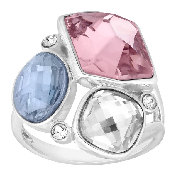 Crystaluxe Cluster Ring with Swarovski Elements Crystals in Sterling Silver - Purple