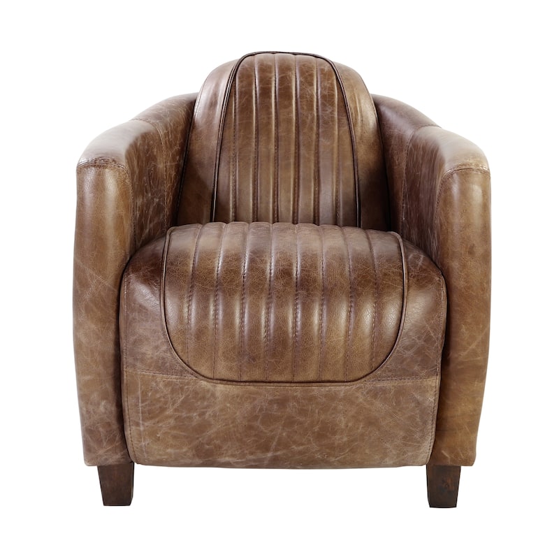 Bailee Retro Brown and Aluminum Accent Chair